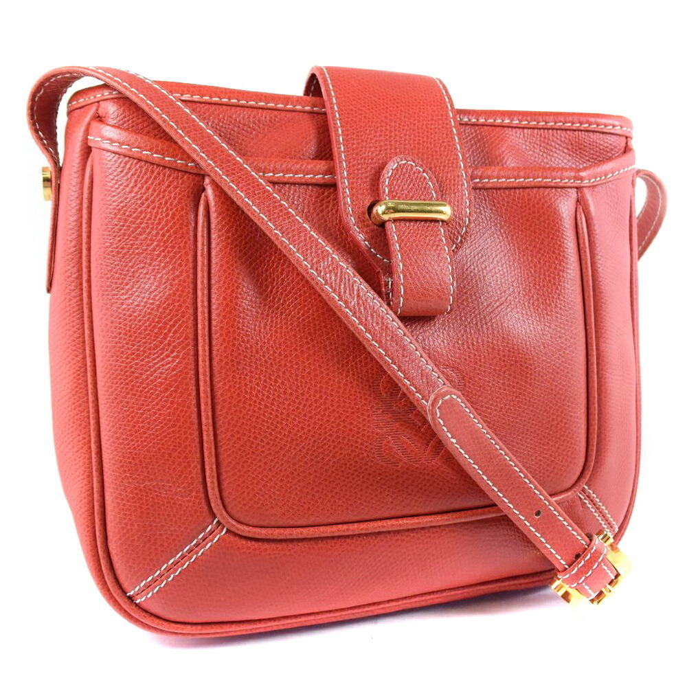 LOEWE Shoulder Bag Leather Red